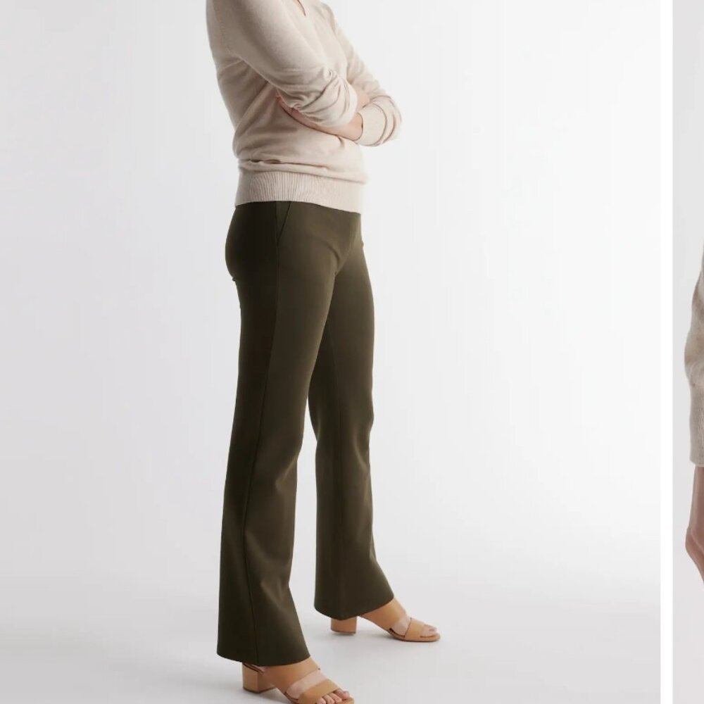 Quince Flared Ultra-Stretch Ponte Bootcut Pants | Olive | Small